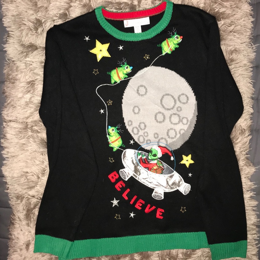 Light-up Space Alien Christmas Sweater